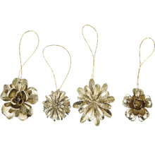 Čtyři květinové ozdoby se zlatými závěsy