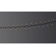 Světelný řetěz s teplými bílými LED na černém kabelu
