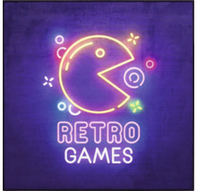 Neonová reklama s motivem retro her
