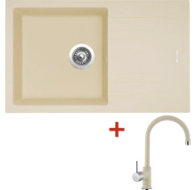 Granitový dřez s baterií LINEA 780 480 x 780 mm sahara G4450 + baterie Vitalia GR