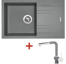 Granitový dřez s baterií LINEA 780 480 x 780 mm titanium G4872 + baterie Mix 3 P GR