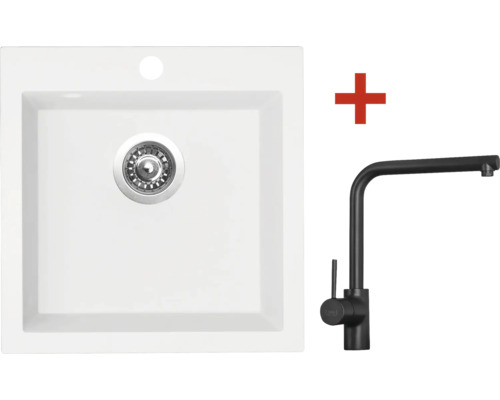 Dřez s odtokovou armaturou a vodovodní baterií