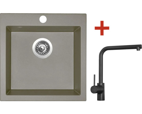 Žulový dřez včetně vodovodní baterie