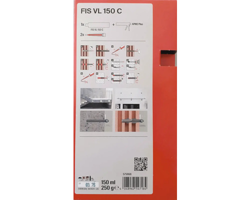 Sada injekční malty FIS VL 150 C s montážním návodem