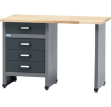 Pracovní stůl se zásuvkami a dřevěnou deskou