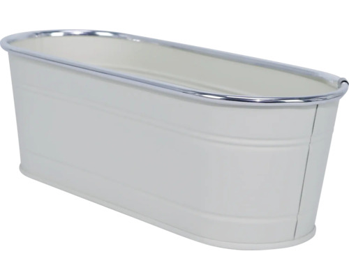 Oválný kovový květináč se stříbrným okrajem