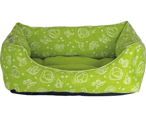 Zelená psí postel se zvířecím vzorem
