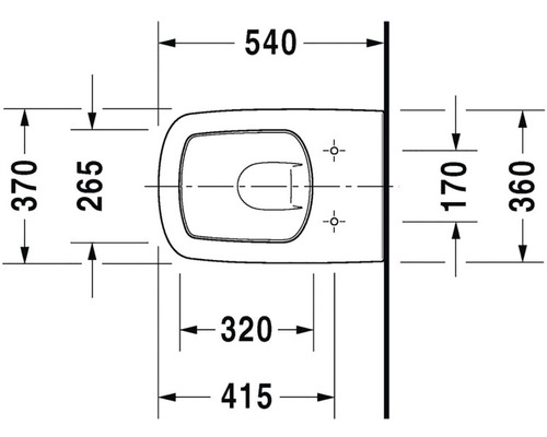 Technický výkres závěsného WC s rozměry