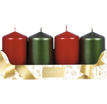 Čtyři válcové svíčky v balení s logem Glamour Luxury Candles