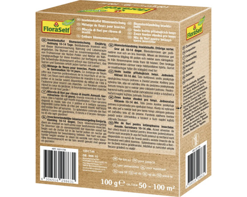 Směs květin FloraSelf přitahující hmyz pro plochu přibližně 50 až 100 metrů čtverečních