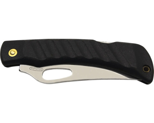 Jednoruční nůž s černou rukojetí a stříbrnou čepelí