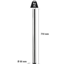 Kovová nábytková noha, délka 710 mm a průměr 60 mm