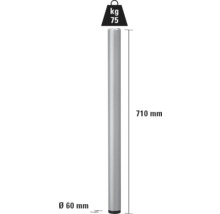 Podpěrná noha o rozměrech průměr 60 mm, výška 710 mm a nosnost 75 kg