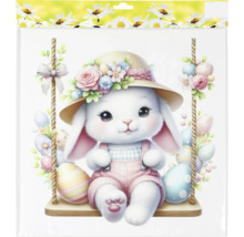 Velikonoční dekorace okenní fólie s motivem králíka na houpačce