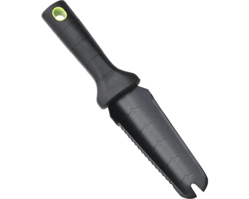 Zahradní nástroj s měřicí stupnicí a zubatým okrajem