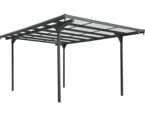 Volně stojící pavilon s průhlednou střechou pro zastínění teras