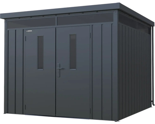 Zahradní domek s dvoukřídlými dveřmi a okny