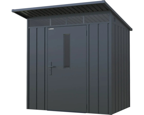 Kovový zahradní domek s dveřmi a oknem