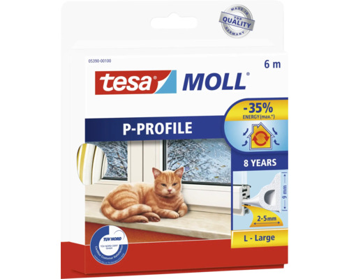 Těsnění Tesa Moll P-profil, 6 metrů, pro izolaci oken