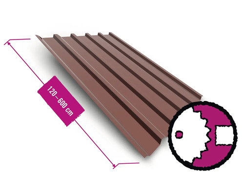 Profilovaný plech o délce 120 až 600 centimetrů