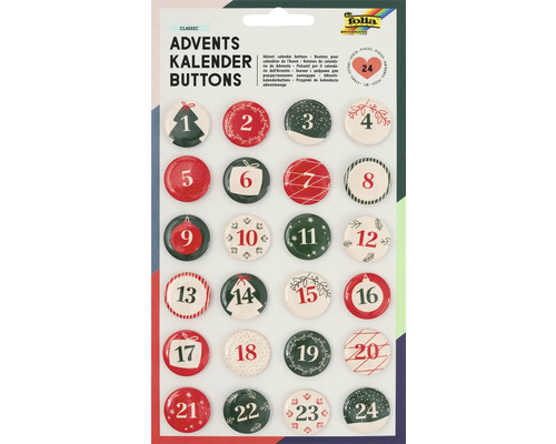 Sada knoflíků adventního kalendáře s čísly 1 až 24