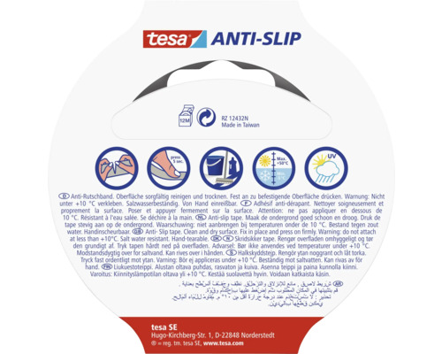 Informace o aplikaci a vlastnostech protiskluzové pásky Tesa