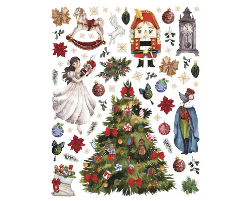 Vánoční nálepka na okno Louskáček 58 ks Dekorativní vánoční postavy pro nástěnnou dekoraci