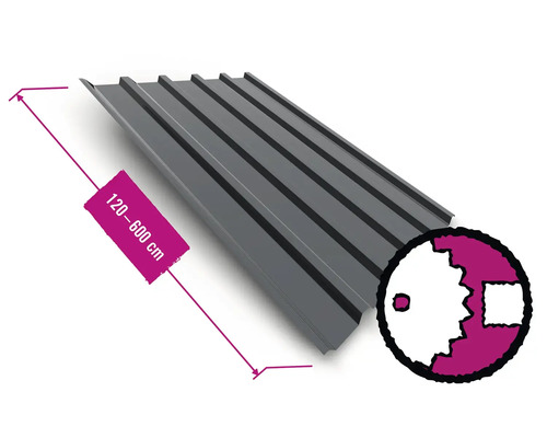 Trapézový plech o délce 120 až 600 centimetrů