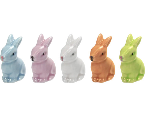 Zajíček porcelánový 2,3 x 3,7 x 4,5 cm 1 ks, různé barvy Keramické figurky velikonočního zajíčka v různých barvách