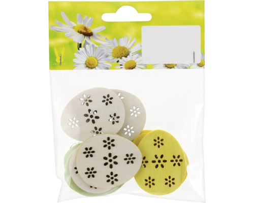 Dekorativní dřevěná velikonoční vajíčka s květinovým vzorem v balení