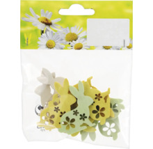 Dekorativní velikonoční zajíček ze dřeva s výřezy ve tvaru květin v balení