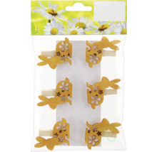 Balení šesti dřevěných kolíčků na prádlo ve tvaru zajíčka s květinovým designem