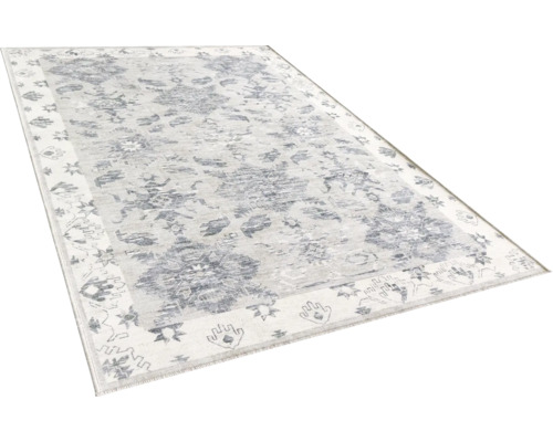 Šedý koberec s květinovým vzorem a bordurou