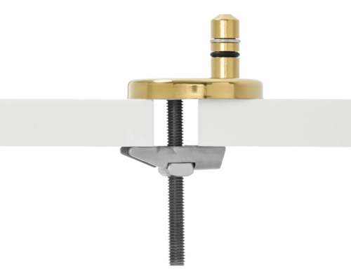 Detailní záběr stolního upevnění pro umyvadlové desky