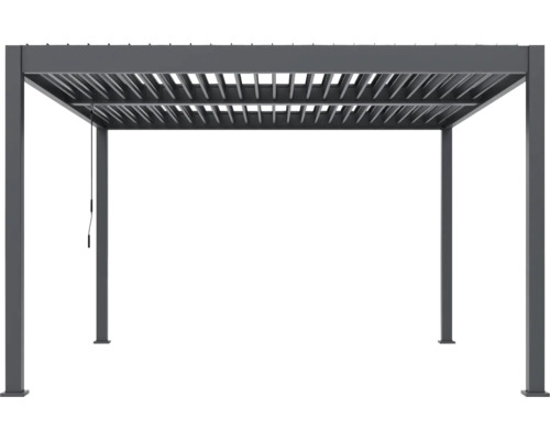 Bioklimatická pergola Rojaplast Intro Duo Plus volně stojící 4x4 m hliník Volně stojící šedá pergola s lamelovou střechou
