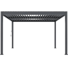 Volně stojící šedá pergola s lamelovou střechou