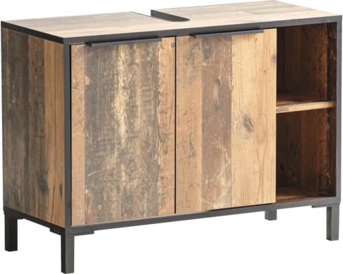 Skříňka pod umyvadlo se dvěma dvířky a otevřenou dřevěnou policí