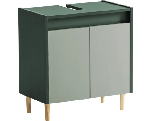 Skříňka pod umyvadlo se dvěma dvířky a dřevěnýma nohama