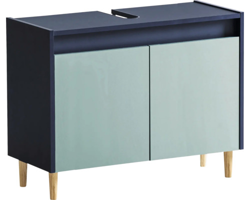 Koupelnová skříňka pod umyvadlo Möbelpartner Lovis modrá 80 x 60,1 x 33 cm Skříňka pod umyvadlo se dvěma dvířky a dřevěnými nožičkami