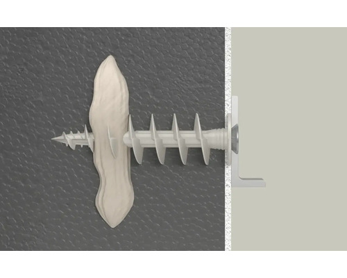 Plastová hmoždinka do sádrokartonu se šroubem ve zdi