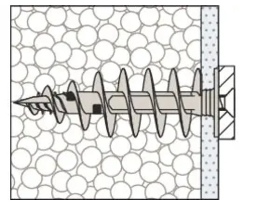 Ilustrace upevnění hmoždinky do dutých stěn ve zdi