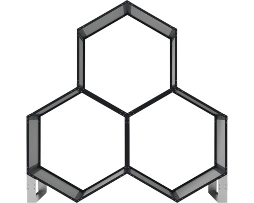 Police ve tvaru včelí plástve se třemi přihrádkami