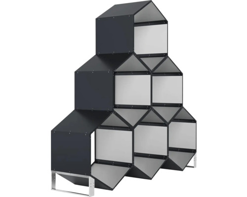 Nástěnná police ve tvaru naskládaných domů