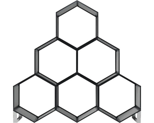 Šestihranný regálový systém pro montáž na stěnu