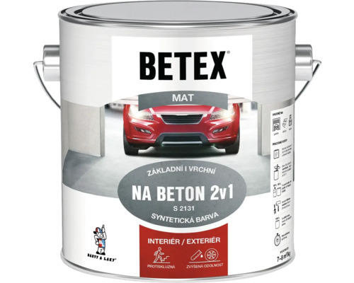 Barva na beton Betex 2V1 S2131 2 kg 0840 červenohnědý Betex barva na beton pro vnitřní i venkovní použití v plechovce