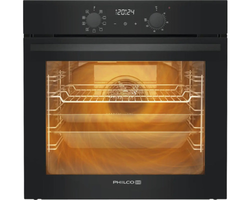 Černá vestavná trouba s vnitřním osvětlením