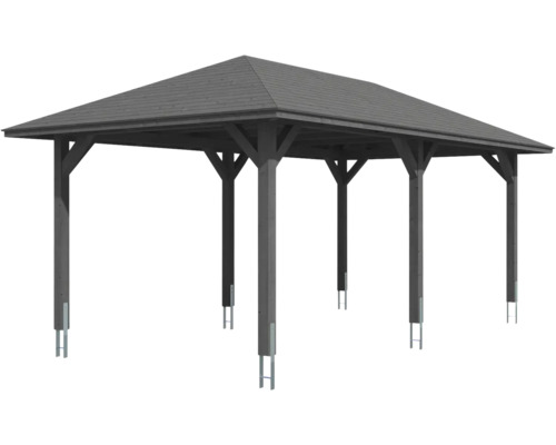 Altán s dřevěnými sloupky a střechou