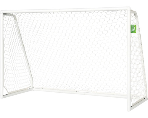 Bílá fotbalová branka se sítí