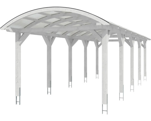 Dřevěný přístřešek pro auto s průsvitnými deskami pro venkovní použití