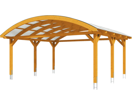 Dřevěný carport s transparentní střechou